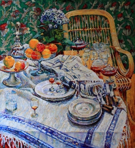 "Table non desservie" huile sur toile           