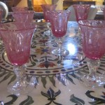 Service de 12 verres de Biot bicolores: rose et blanc